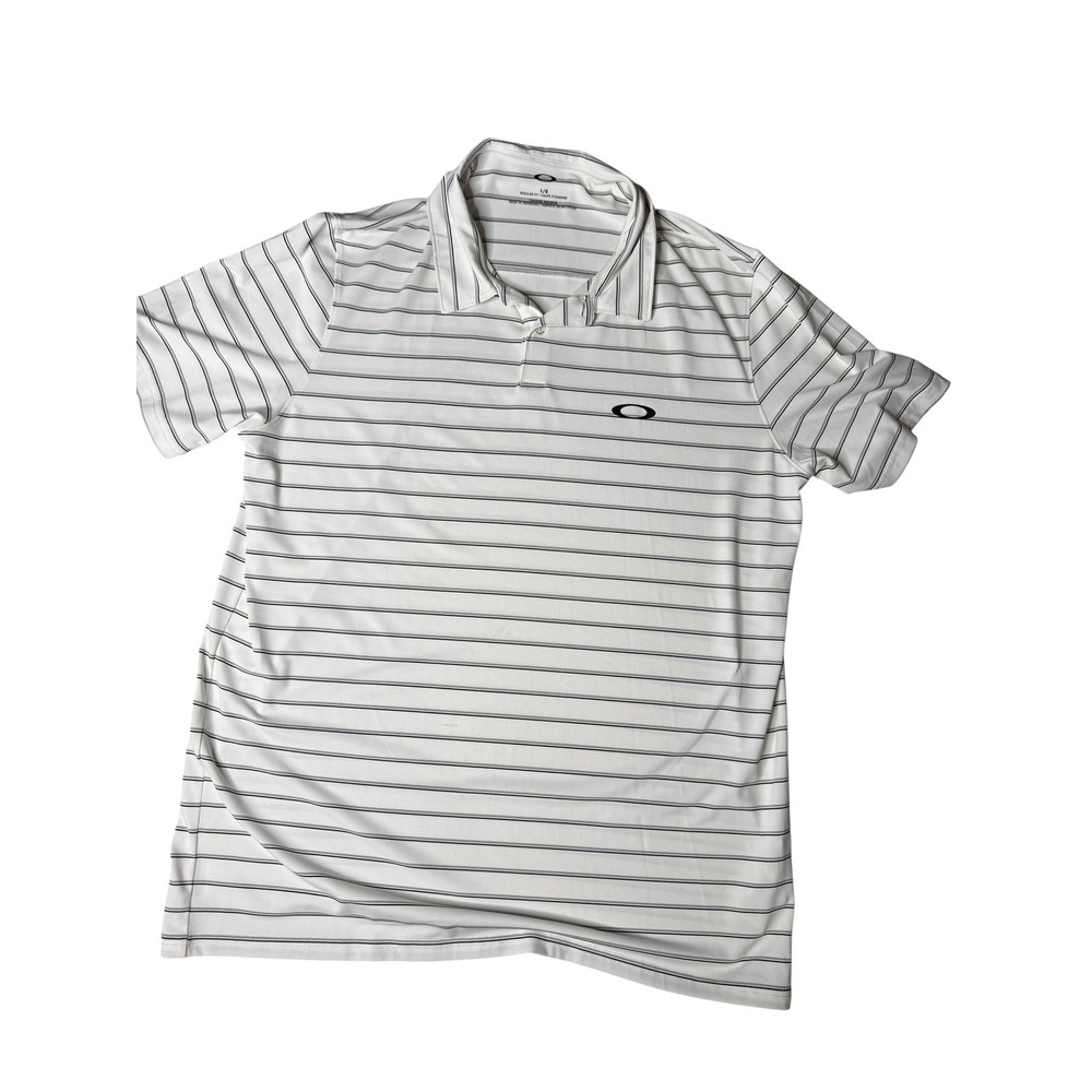 Oakley Striped Golf Polo Shirt‎ Regular Fit Moisture Wicking Large